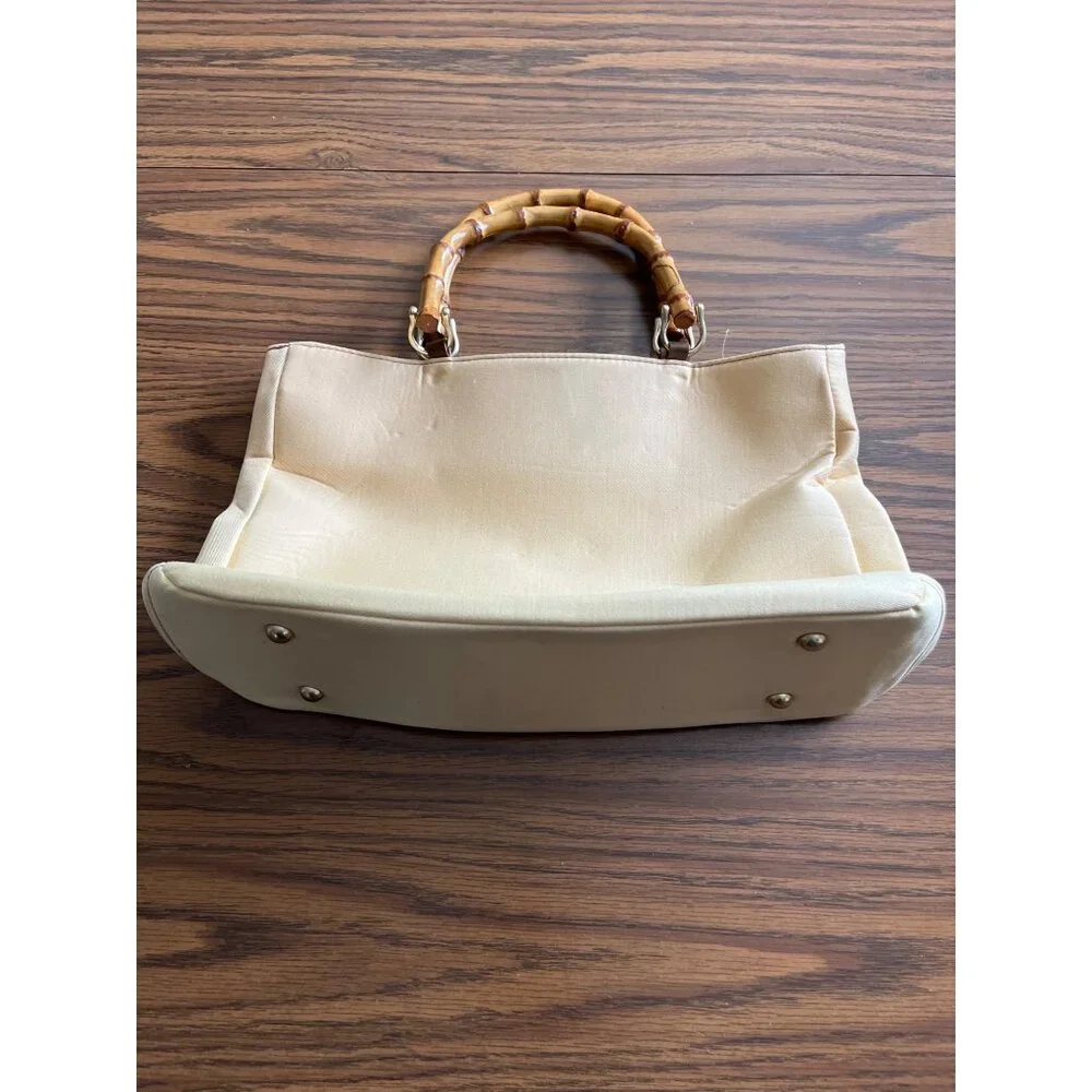 Frog beaded bamboo look handled tote bag - Picture 2 of 10